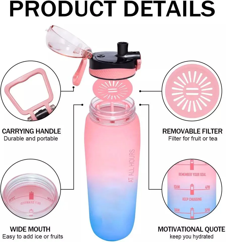 Fitness BPA Free Plastic Protein Custom Logo Gym Shaker Bottle for Protein