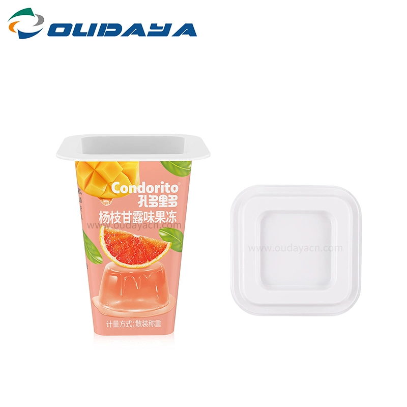 50ml Iml PP Plastic Pudding Honey Sauce Butter Square Cup with Lid Cover